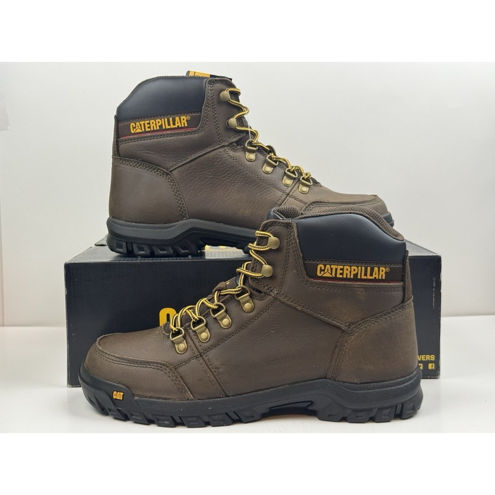 Caterpillar Outline Soft Toe Work Boot Men's Size 10 Seal Brown/Black P74087